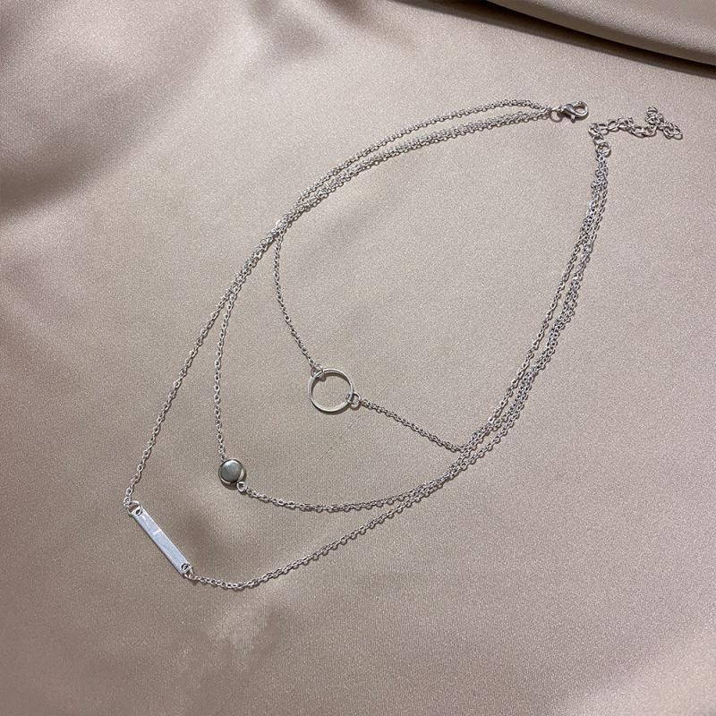 Alloy Geometric Circle Pendant Necklace - Birthday Gift