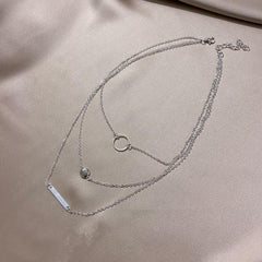 Alloy Geometric Circle Pendant Necklace - Birthday Gift