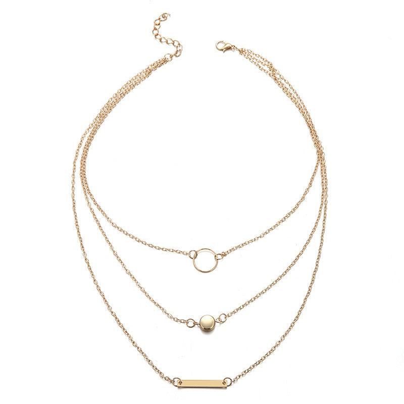 Alloy Geometric Circle Pendant Necklace - Birthday Gift