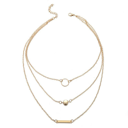 Alloy Geometric Circle Pendant Necklace - Birthday Gift