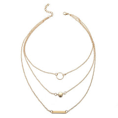 Alloy Geometric Circle Pendant Necklace - Birthday Gift