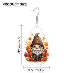 Maple Leaf Gnome Teardrop Faux Leather Earrings
