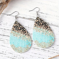 Leopard Pattern PU Leather Hook Earrings Toy Gift