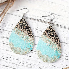 Leopard Pattern PU Leather Hook Earrings Toy Gift