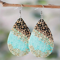 Leopard Pattern PU Leather Hook Earrings Toy Gift