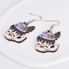 Ice Cream Cup Wooden Earrings Christmas Holiday Gift Party Jewelry