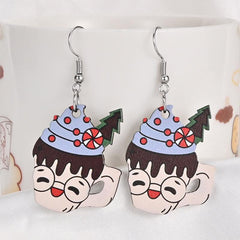 Ice Cream Cup Wooden Earrings Christmas Holiday Gift Party Jewelry