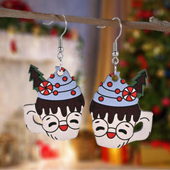 Ice Cream Cup Wooden Earrings Christmas Holiday Gift Party Jewelry