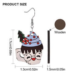 Ice Cream Cup Wooden Earrings Christmas Holiday Gift Party Jewelry