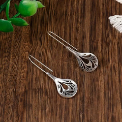 Bohemian Hollow Tree Pattern Water Drop Earrings Vintage Hook Jewelry