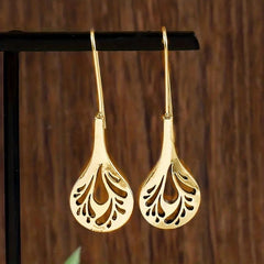 Bohemian Hollow Tree Pattern Water Drop Earrings Vintage Hook Jewelry