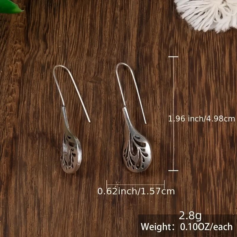 Bohemian Hollow Tree Pattern Water Drop Earrings Vintage Hook Jewelry