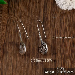 Bohemian Hollow Tree Pattern Water Drop Earrings Vintage Hook Jewelry
