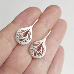 Bohemian Hollow Tree Pattern Water Drop Earrings Vintage Hook Jewelry