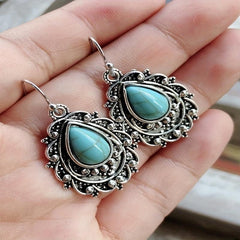 Vintage Bohemian Turquoise Water Drop Earrings