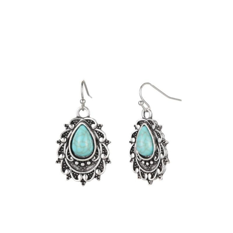 Vintage Bohemian Turquoise Water Drop Earrings