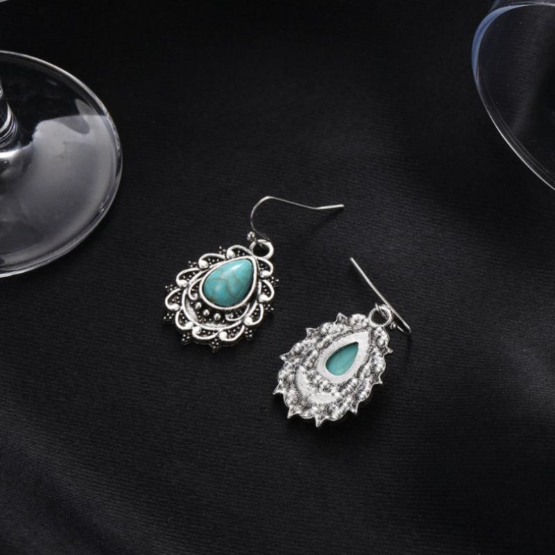 Vintage Bohemian Turquoise Water Drop Earrings
