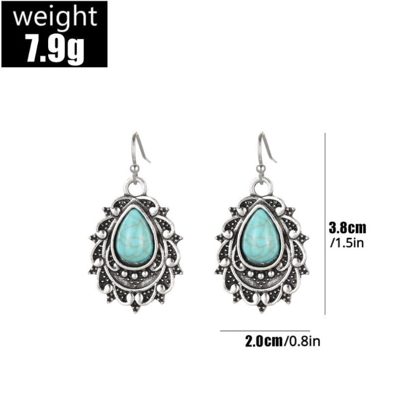 Vintage Bohemian Turquoise Water Drop Earrings
