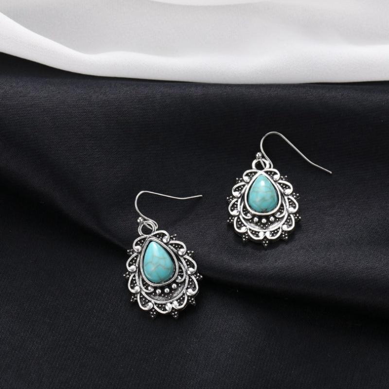 Vintage Bohemian Turquoise Water Drop Earrings