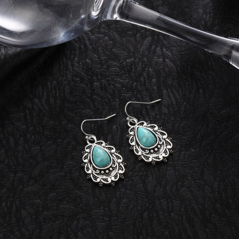 Vintage Bohemian Turquoise Water Drop Earrings