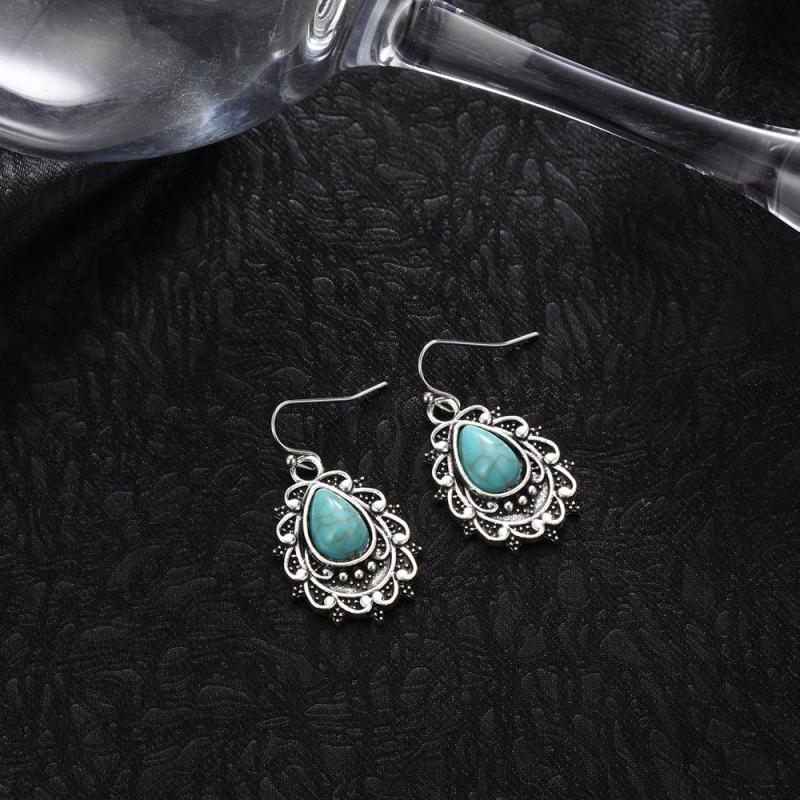 Vintage Bohemian Turquoise Water Drop Earrings