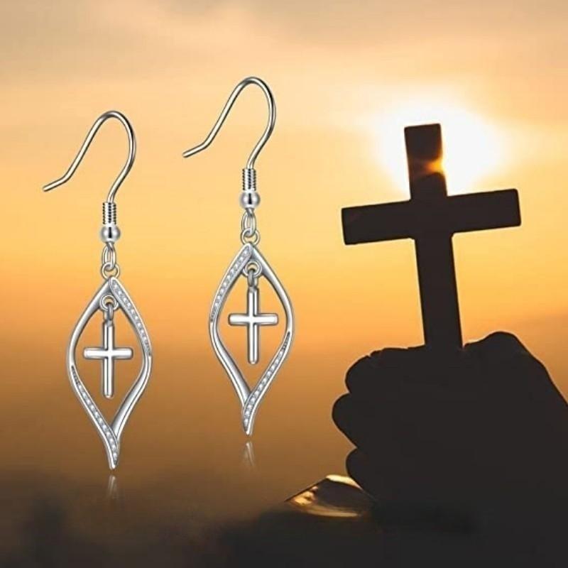 Crystal Cross Earrings For Women Daily Party Earrings