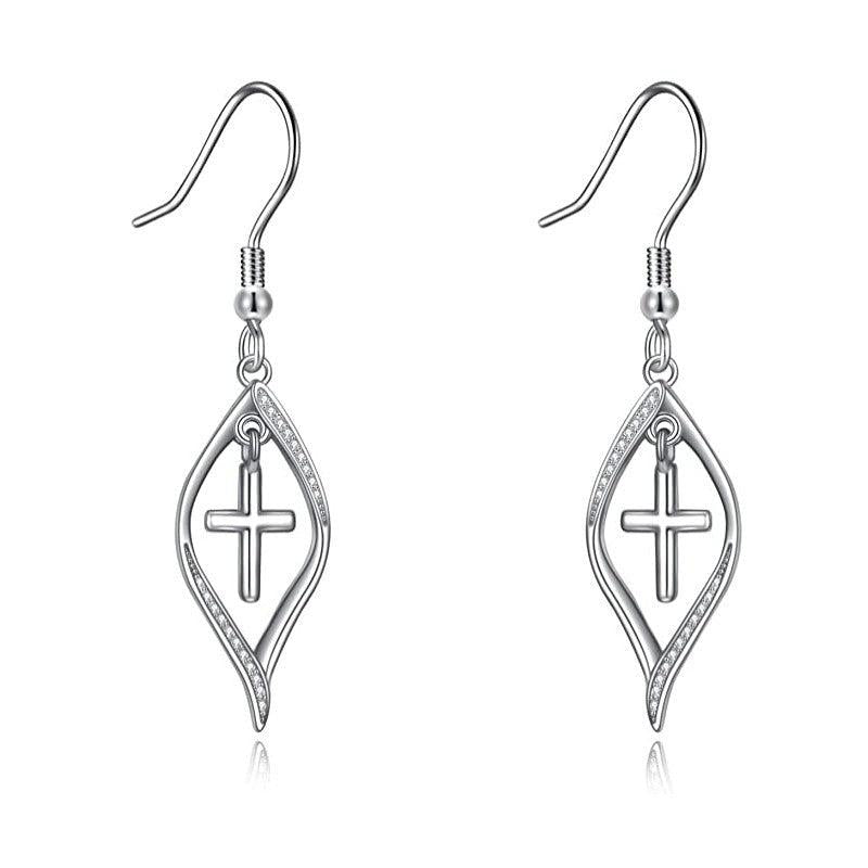 Crystal Cross Earrings For Women Daily Party Earrings