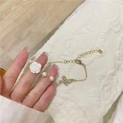 Camellia Bracelet Retro Freshwater Pearl Halloween Gift
