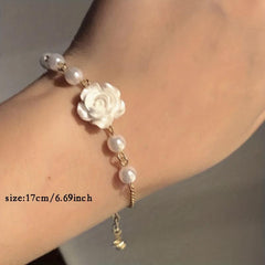 Camellia Bracelet Retro Freshwater Pearl Halloween Gift