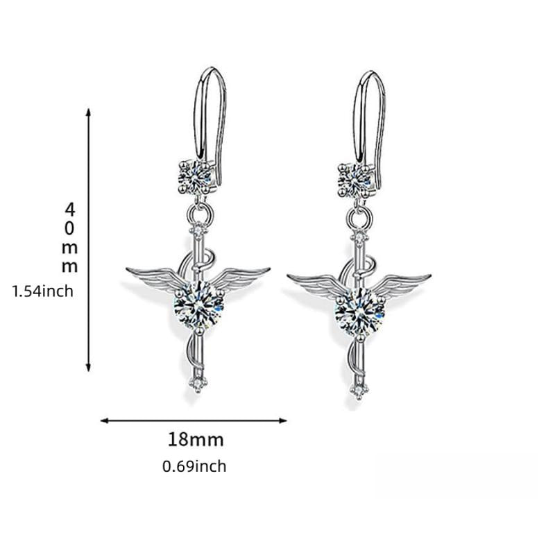 Cross Pendant Earrings Rhinestone Christmas Present