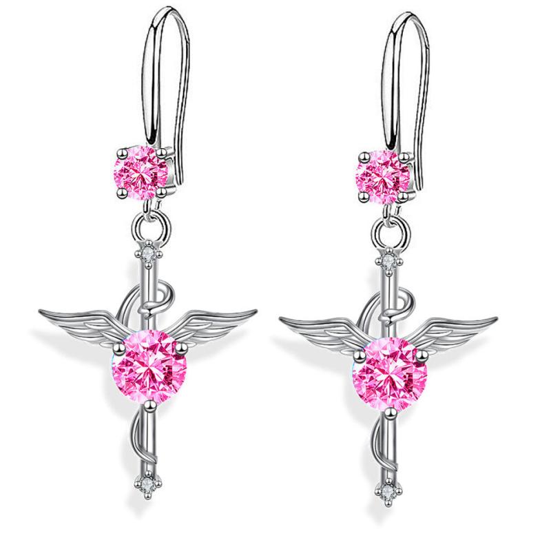 Cross Pendant Earrings Rhinestone Christmas Present