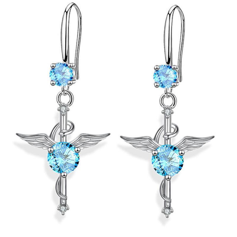 Cross Pendant Earrings Rhinestone Christmas Present