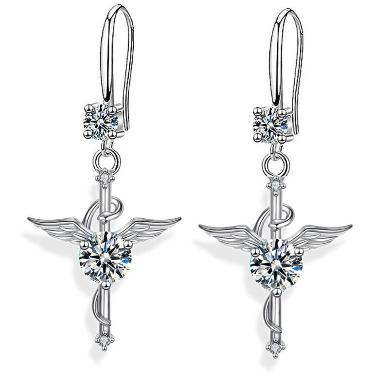 Cross Pendant Earrings Rhinestone Christmas Present