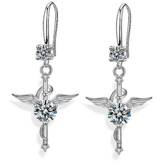 Cross Pendant Earrings Rhinestone Christmas Present