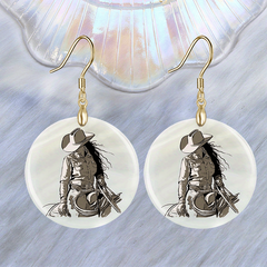 Denim & Acrylic Pendant Earrings Party Jewelry Halloween Christmas Gift