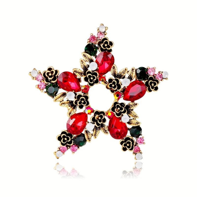 Christmas Retro Hollow Pentagram Brooch Pin Creative Pin Clothing