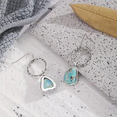 Irregular Pattern Turquoise Earrings Retro Jewelry Gift