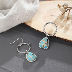 Irregular Pattern Turquoise Earrings Retro Jewelry Gift