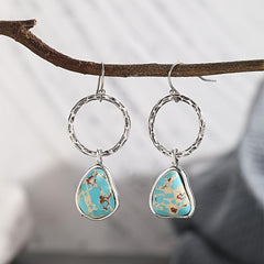Irregular Pattern Turquoise Earrings Retro Jewelry Gift