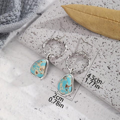 Irregular Pattern Turquoise Earrings Retro Jewelry Gift