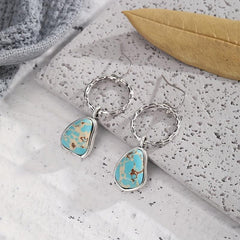 Irregular Pattern Turquoise Earrings Retro Jewelry Gift