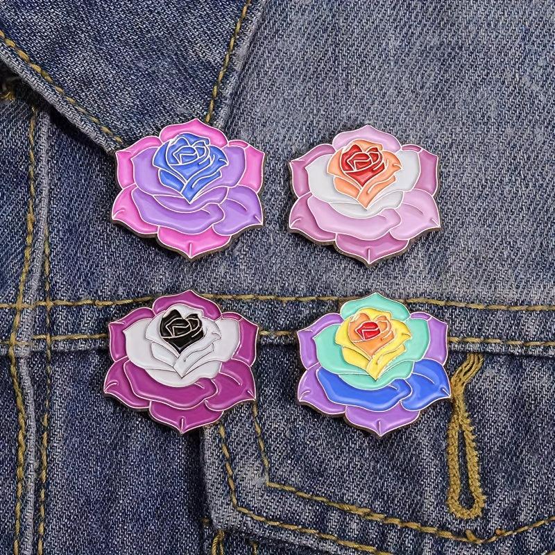 Camellias Brooches: Creative Flower-shaped Metal Badges