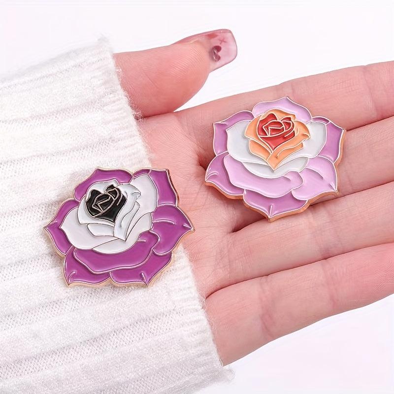 Camellias Brooches: Creative Flower-shaped Metal Badges