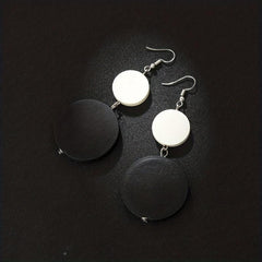 Geometric Wooden Circle Earrings Retro Ear Studs