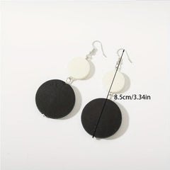 Geometric Wooden Circle Earrings Retro Ear Studs