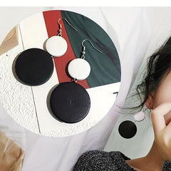 Geometric Wooden Circle Earrings Retro Ear Studs