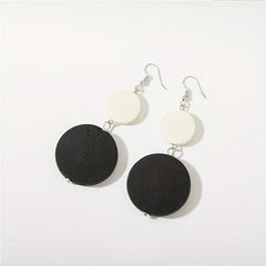 Geometric Wooden Circle Earrings Retro Ear Studs