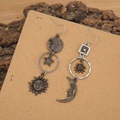 Greek Mythology Face Sun Moon Earrings Bohemian Style Jewelry