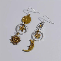 Greek Mythology Face Sun Moon Earrings Bohemian Style Jewelry