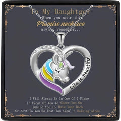 Unicorn Necklace Rainbow Heart Pendant for Parties Banquets Birthday Cards